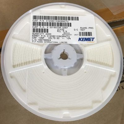 C1206C103K5RACTU MLCC 10nF Capacitor ±10% Tolerance 50V Voltage Stable X7R Dielectric 1206 Size Wide -55°C to +125°C Range RoHS Compliant Tape and Reel for Automated PCB Assembly