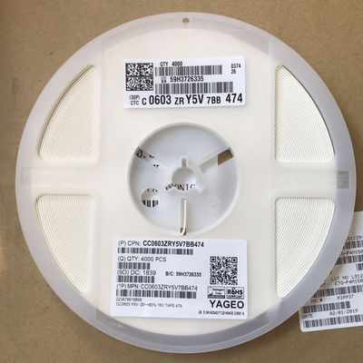 CC0603ZRY5V7BB104 0.1μF 16V X5R 0603 MLCC ±10% Tolerance High CV Stable Performance Nickel Barrier Flexible Termination RoHS Compliant Tape and Reel Packaging