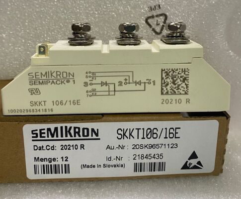 SKKT106/16E 1600V 106A Çift Tiristor Modülü Düşük VF 1.35V 2.4kA Aşınma AlN Seramik Temel Basınç Bağlantıları SEMIPACK1 Yumuşak Starterler ve Sürücüler için İzole UL Sertifikalı