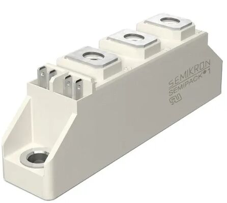SKKT107B16E 1600V 107A Çifte Tiristor Modülü Düşük VF 1.35V 2.4kA Aşınma AlN Seramik Alt Basınç Bağlantıları SEMIPACK1 Yalıtılmış UL Sertifikalı Yumuşak Başlatıcılar ve Sürücüler için