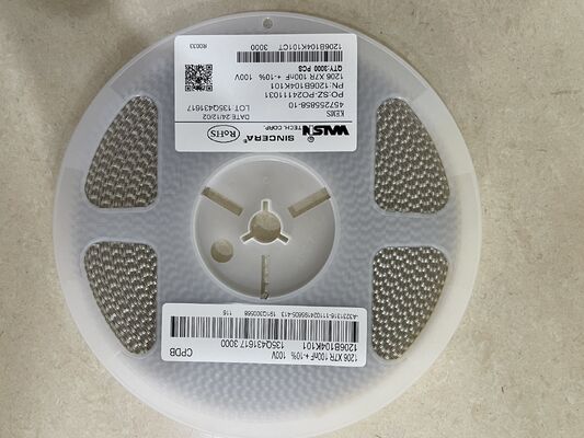 1206B104K101CT – MLCC 1206 kılıf X7R dielektrik 0.1µF ±10% 100V nominal düşük ESR geniş -55°C ila +125°C aralık, ayırma ve güç filtreleme için mükemmel